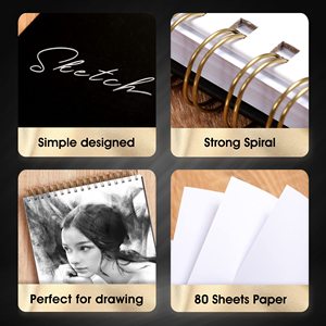 Stock prêt A4 A5 couverture rigide spirale carnet de croquis 80 feuilles carnet de croquis pour artiste dessin cahier artiste cadeau - Product Image 2