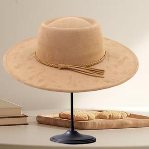 Gamuza cóncava superior 10CM ala ancha grande Fedora sombreros Unisex clásico fieltro fiesta Iglesia sombreros vestido de novia Boater <span class=keywords><strong>Jazz</strong></span> Cap - Product Image 1