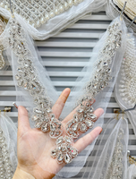 3D Broderie Perles Corsage Patches Paillettes Lourdes Col V Strass Tulle Cou Dentelle Applique Sexy Sous-Vêtements Robe Accessoires