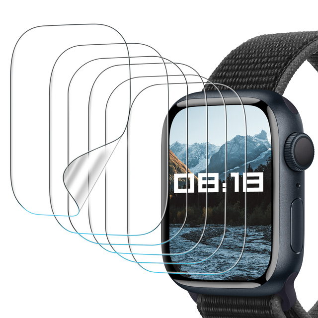 High Quality Anti Scratch Waterproof Full Coverage Cover the Edge Watch Screen Protector for Iwatch Protective Film 6PCS