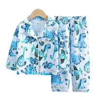 Pyjama 100 % coton pour enfants / Style printemps/automne à manches longues avec motif imprimé, absorbant l'humidité et chaud, ensemble de détente pour garçons et filles