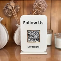 Letrero de Código QR Acrílico Personalizado, Placa con Logotipo Personalizado, Soporte de Mesa para Mostrar el Código QR de WiFi, Contraseña, Reseñas de Google y Redes Sociales