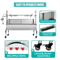 Barbecue Rotissoire Commercial Extérieur en Acier Inoxydable 16KG 21KG pour Porc et Agneau, avec Moteur Électrique