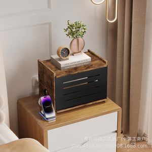 Caja de almacenamiento de madera para router con gestión de cables, organizador de escritorio para módem WiFi, regleta de alimentación y soporte para proyector - Product Image 3
