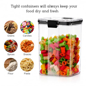 High Quality PET Stackable Space Saving Clear Plastic <b>Kitchen</b> <b>Canisters</b> for <b>Kitchen</b> Pantry Organization Modular Storage Solution - Product Image 5