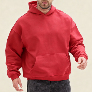 เสื้อมีฮู้ดผ้าฟลีซสำหรับผู้ชายเสื้อมีฮู้ดผ้าคอตตอนทรงโอเวอร์ไซส์สำหรับผู้ชายเสื้อฮู้ด400gsm ออกแบบได้ตามต้องการ - Product Image 5