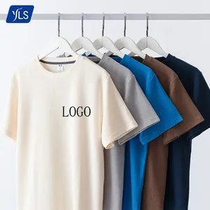 YLS 광저우 공장 대량 주문 3D 로고 보통 T-셔츠 고품질 베이beige 색깔 공백 와플 T-셔츠