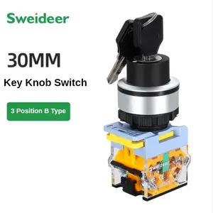 30毫米钥匙锁定开关<span class=keywords><strong>2</strong></span>路<span class=keywords><strong>3</strong></span>位置弹簧复位钥匙开关，用于配电柜选择器电子钥匙锁定开关 - Product Image 5