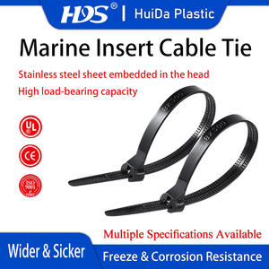 Attache-câble marin avec tête en acier inoxydable, attaches en nylon autobloquantes noires pour cordons - Product Image 1