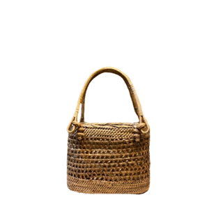 Hecho a mano para la perfección monedero cilíndrico indonesio bolso Ketak tejido tradicional correa de cuero retorcido producto artesanal de mimbre - Product Image 4