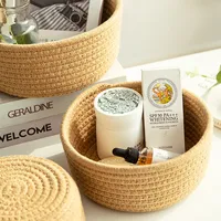 Fil de coton tissé panier de rangement bijoux boîte de rangement de bureau télécommande petit panier cosmétiques finition conteneur