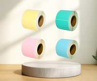 Étiquettes thermiques directes personnalisées en PP imperméables, rouleaux d'autocollants synthétiques couleur macaron, marque Dingfeng, diamètre de mandrin 1, pour l'étiquetage