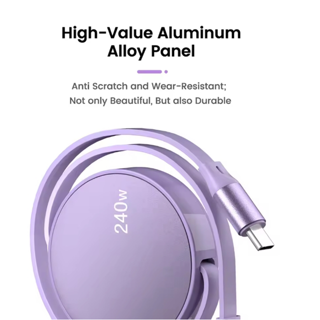 Portable Retractable PD 240W 5A Fast Charging USB Type C Cable TPE Material for iPhone Android for for OPPO