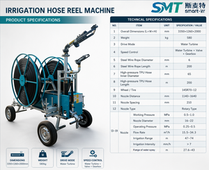 Sistema de Riego con Manguera Retráctil, Mini Equipo de Riego Agrícola Autopropulsado, Bomba Metálica con Control Remoto y Caja de Engranajes Automática - Product Image 5