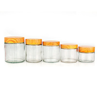 Jarra de plástico con tapa de bambú para alimentos, bote de vidrio de cara recta, con diferentes tamaños, 30ml-1000ml