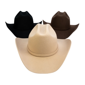 Huayihats RTS Sombrero de Vaquero Unisex de Fieltro 100% Lana Australiana con Corona de Vaquero y Ala Ancha - Estilo Occidental Negro/Marrón/Beige - Product Image 3