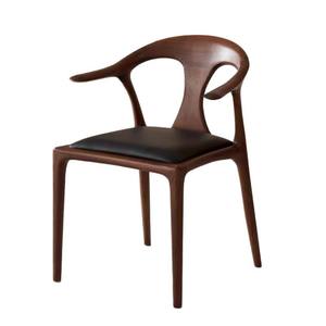 Nordic Solid Wood Rubberwood <b>Backrest</b> Dining Chair Chinese Modern Retro Duckbill Design Light Luxury Style Adult Use - Product Image 5