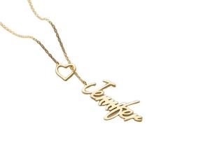 Joyería hecha a mano <span class=keywords><strong>DY</strong></span>, collar de Lariat personalizado, regalo de cumpleaños del Día de la madre, collar con nombre de corazón personalizado - Product Image 1