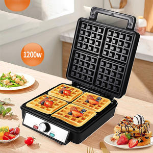 <span class=keywords><strong>Gaufrier</strong></span> extra large à plaque épaisse antiadhésive 1200W personnalisé Machine belge à fabriquer 4 tranches d'acier inoxydable pour le petit-déjeuner - Product Image 4
