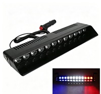 Luz Estroboscópica de Advertencia Intermitente Roja y Azul de Alta Potencia con 12 LED S12 para Vehículos, Estilo Pala, con Succión, Exclusiva para Ventas Transfronterizas