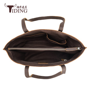Tiding Genuine Leather Tote Bag Large Capacity Women's Shoulder Bag Solid Color Horizontal <b>Square</b> Design - Product Image 4