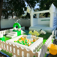 Globalltoy - Juego de Juegos Suaves de Macaron Pastel y Casa de Brinco Blanca para Niños Pequeños, Piscina de Pelotas y Tobogán, Parque Infantil Interior Seguro