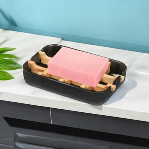 <span class=keywords><strong>Portasapone</strong></span> <span class=keywords><strong>in</strong></span> Bambù Senza Plastica, Supporto Nero per Sapone, Shampoo e Lozione con Vassoio di Drenaggio <span class=keywords><strong>in</strong></span> Bambù - Product Image 3