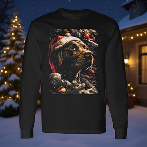 T-shirt à manches longues pour chien de Noël, motif Labrador Retriever avec chapeau de Père Noël, idéal pour l'hiver - Product Image 3