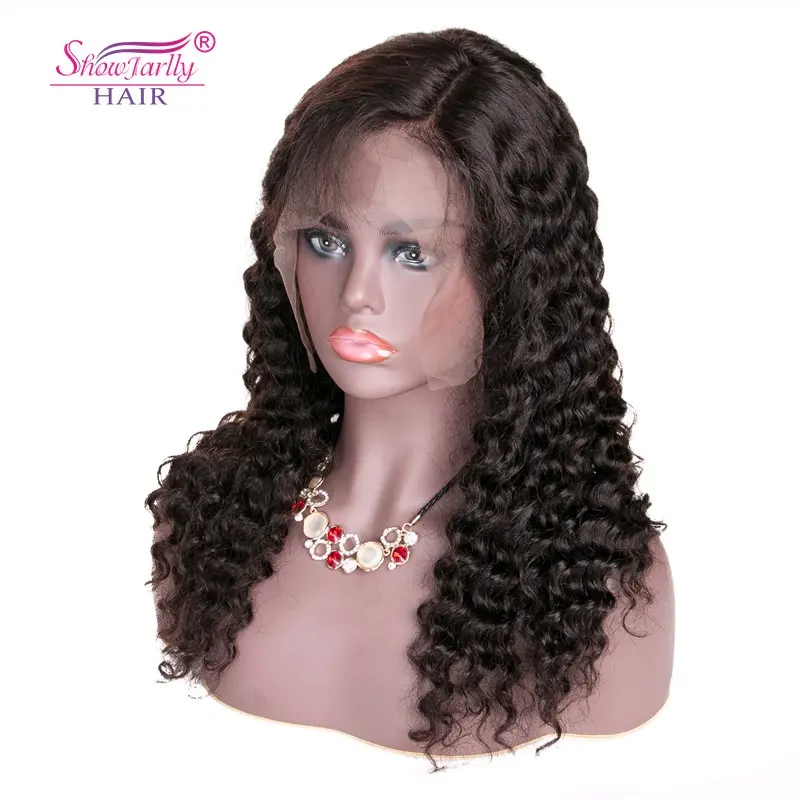 100% Brazilian virgin human hair wigs 180% density 10" to 30" deep wave bleached knots virgin human hair lace front wig