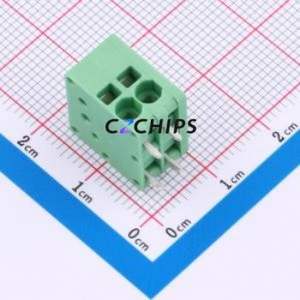 MX205R-3.5-02P-GN01-Cu-A Spring Terminal Block Through hole Component THT,P=3.5mm Connector 1x2P 3.5mm Green Right Angle Insert - Product Image 1
