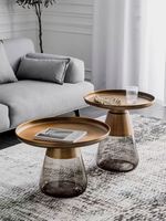 Explosive Fire Dernier Design Table Basse Ronde en Verre avec Maille Noire et Plateau en Métal Doré