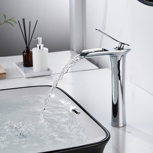 Grifo mezclador moderno para baño, mesa de maquillaje, cromado, de un solo orificio, caliente, frío, latón, alto, lavabo, grifo de lavabo, grifo de baño - Product Image 3