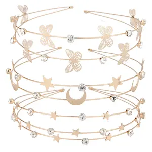 New Arrival Alloy Moon Five-pointed Star Headbands Bridal Hair Hoop Wedding Hair Accessories Ornaments for Elegant Women Girls