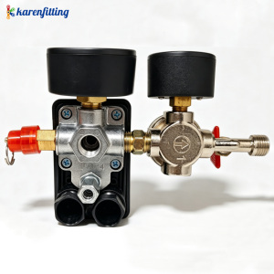 Conjunto de válvula de control de presión de salida ajustable con manómetro y interruptor automático para compresor de aire de pistón y bomba de aire - Product Image 6