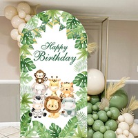 Housse de toile de fond arquée, tissu de fond arqué réutilisable en polyester, décoration de toile de fond photo pour fête d'anniversaire d'enfants sur le thème des dessins animés