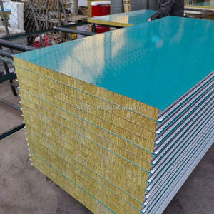 Panneau sandwich mural en laine de roche préfabriqué, panneau sandwich en laine de roche à prix avantageux, revêtement mural en tôle <span class=keywords><strong>d</strong></span>'acier, mur extérieur - Product Image 2