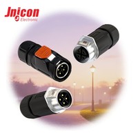 Conector Macho/Hembra Impermeable IP67 de 20A 300V con Bloqueo Rápido MJ20 de 4 Pines para Distribución de Energía en Iluminación Exterior