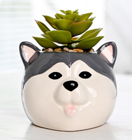 Jardinières émaillées d'animaux mignons Pots succulents en forme de corgi de dessin animé drôle pour la maison, le bureau et le chien élégant pour l'intérieur