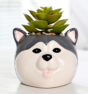 Macetas esmaltadas con animales bonitos, macetas suculentas con forma <span class=keywords><strong>de</strong></span> Corgi <span class=keywords><strong>de</strong></span> dibujos animados divertidos para el hogar, oficina, escritorio, <span class=keywords><strong>maceta</strong></span> elegante para perros para interiores - Product Image 5