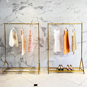 दुकानों के लिए लक्जरी बुटीक प्रदर्शन रैक, चल रहे कपड़े की लटकी रैक लाइट ड्यूटी परिधान प्रदर्शन - Product Image 6