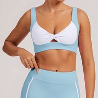 Torsadé avant léger respirant haut soutien col en v sangle réglable Yoga soutien-gorge amovible poitrine coussin femmes solide Yoga sport