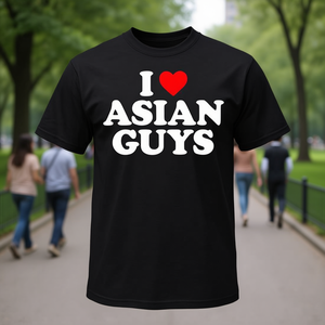 Camiseta I Love Asian Guys Negra Unisex Talla Adulto S M L XL XXL Manga Corta Cuello Redondo Impresión Serigráfica Promocional - Product Image 3