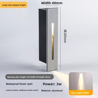 Lampe murale encastrée d'angle à détecteur de mouvement LED en aluminium, blanc chaud 3500K, faisceau de 20 degrés, étanche, pour jardin, allée, hôtel