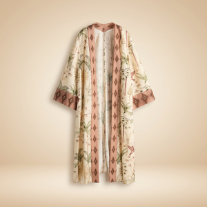 Robe Kimono Longue Imprimée pour Femme, Taille Naturelle, 100% Coton Tissé, Décontractée, Respirante, à Motifs Floraux - Product Image 2