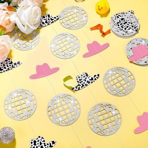 Decorazioni per <span class=keywords><strong>Festa</strong></span> Cowgirl Rosa con Glitter, Ghirlanda a Sfera Disco, Decorazioni Sospese per Compleanno a Tema Western - Product Image 4