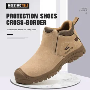 أحذية السلامة الصناعية مصنوعة من جلد البقر المسامي مع نعل مضاد للانزلاق ومقاوم للصدمات والزيوت والأحماض والقلويات، أحذية اللحام مع نعل داخلي من الفولاذ - Product Image 5