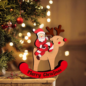 Nuevos centros de mesa navideños 2026: Decoraciones de renos de madera y Papá Noel para el hogar, adornos navideños. - Product Image 3