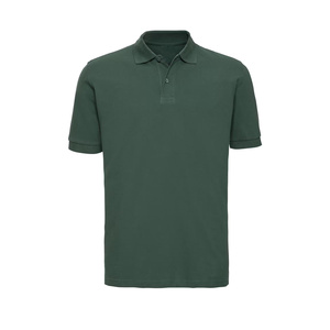 Polo de tacto suave para hombre, hecho de algodón, con mangas cortas y detalles de puños acanalados sutiles. - Product Image 1
