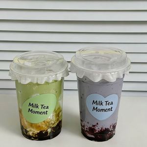 Gobelets en plastique transparents jetables pour boissons froides, café glacé, avec logo imprimé personnalisé, 16 oz, PET, avec couvercles hauts - Product Image 3