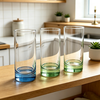 Verre à eau cylindrique transparent de haute qualité, coloré, pour la cuisine et la salle à manger, vente en gros